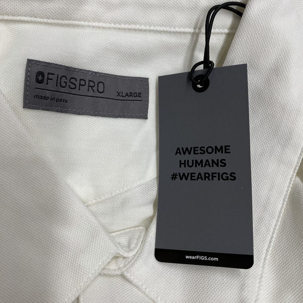 FIGS PRO Men’s XL Technical Pique Scrub Polo White NWT Pima Cotton M22WW1004 - Picture 4 of 15